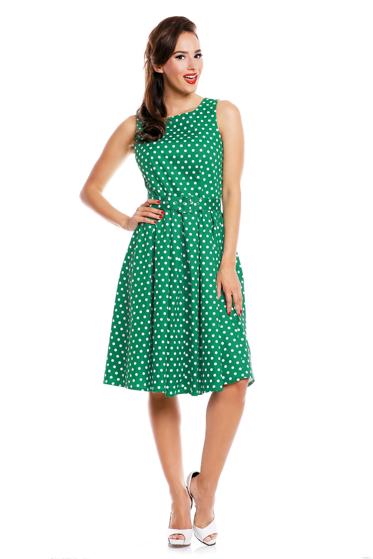 Lola Green Polka Dot Swing Dress