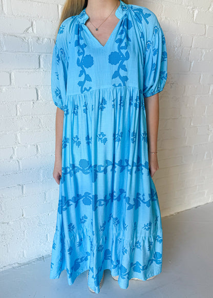 Eliza Tiered V-Neck Midi Dress