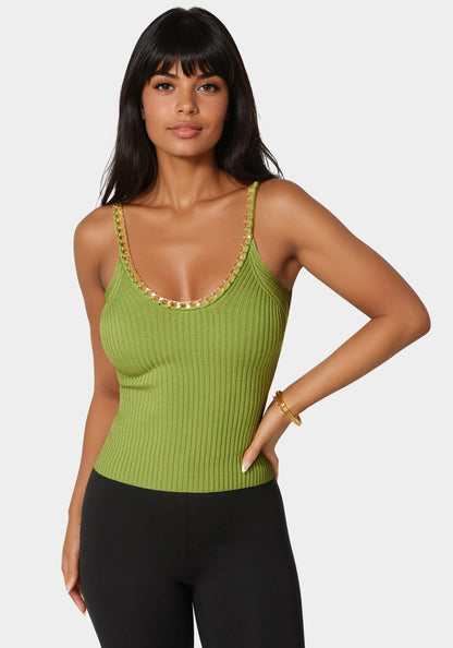 Braided Chain Textured Knit Top