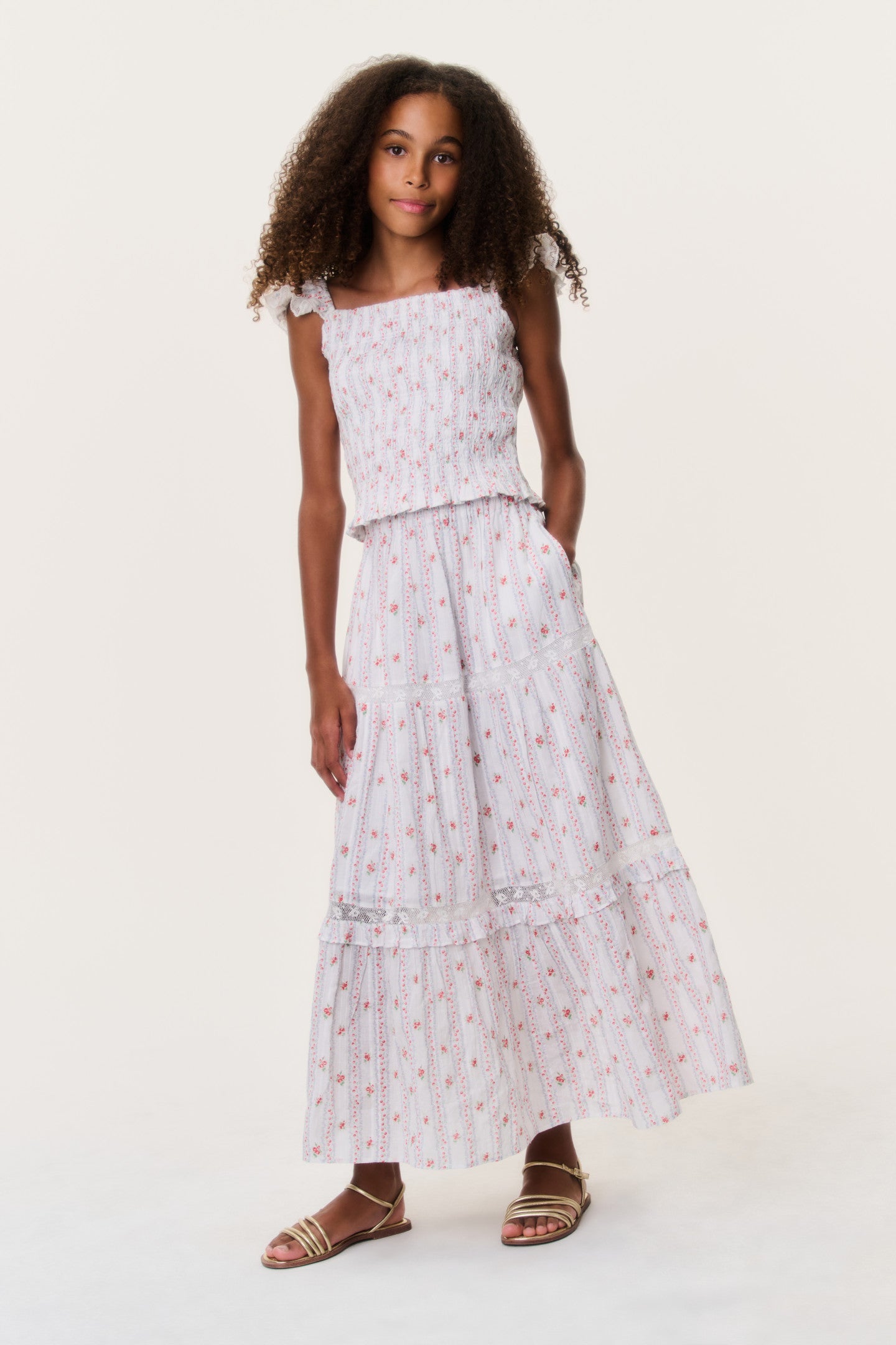 Tween Cherry Stripe Colina Skirt