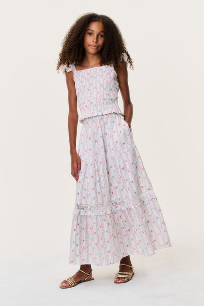 Tween Cherry Stripe Colina Skirt
