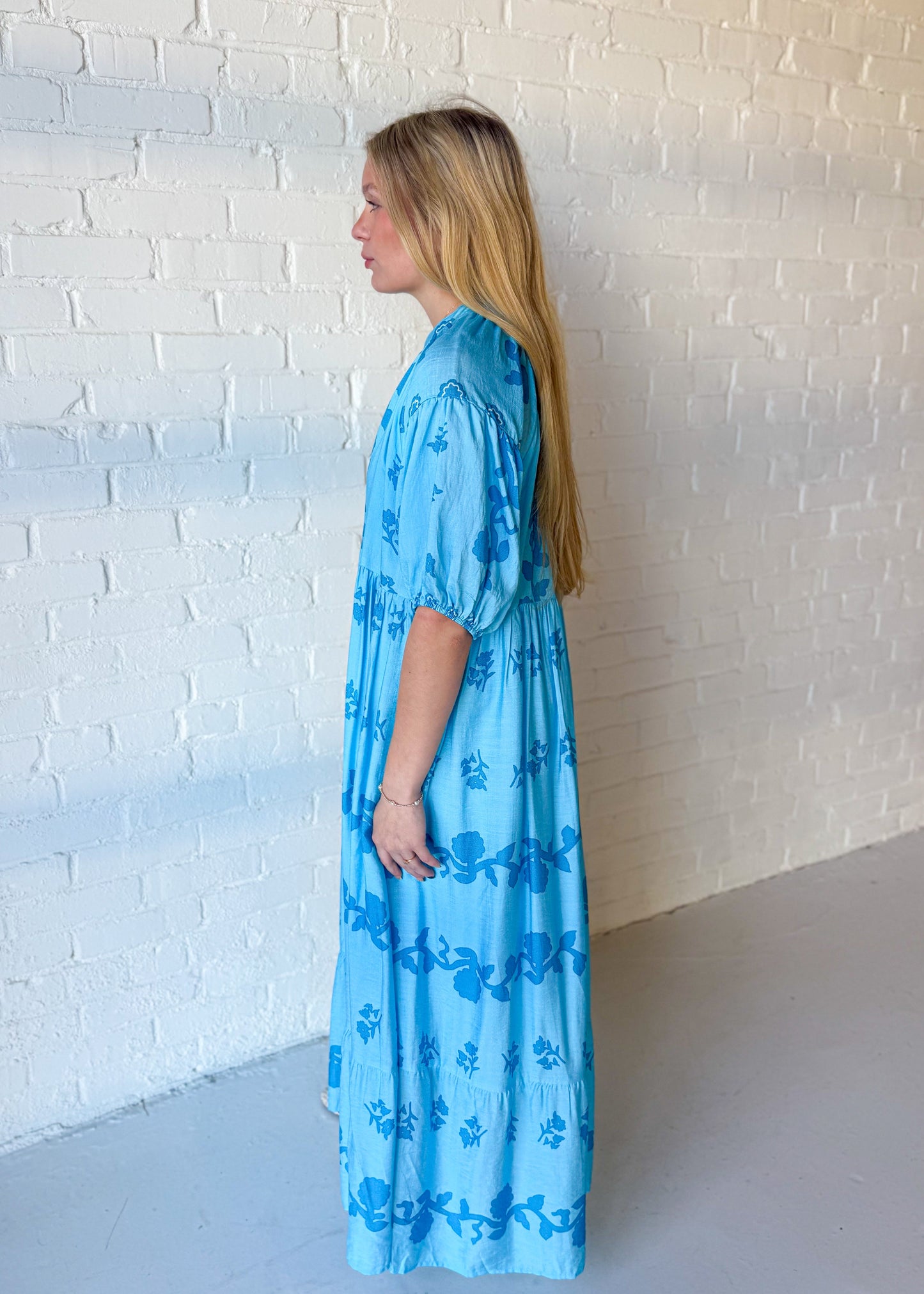 Eliza Tiered V-Neck Midi Dress