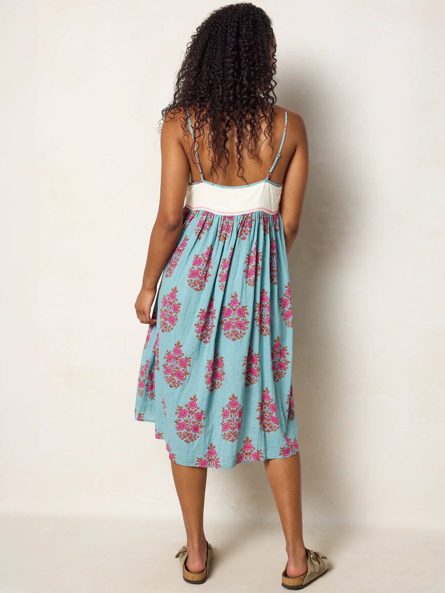 Gigi Embroidered Midi Dress - Wildflower Medallion Teal