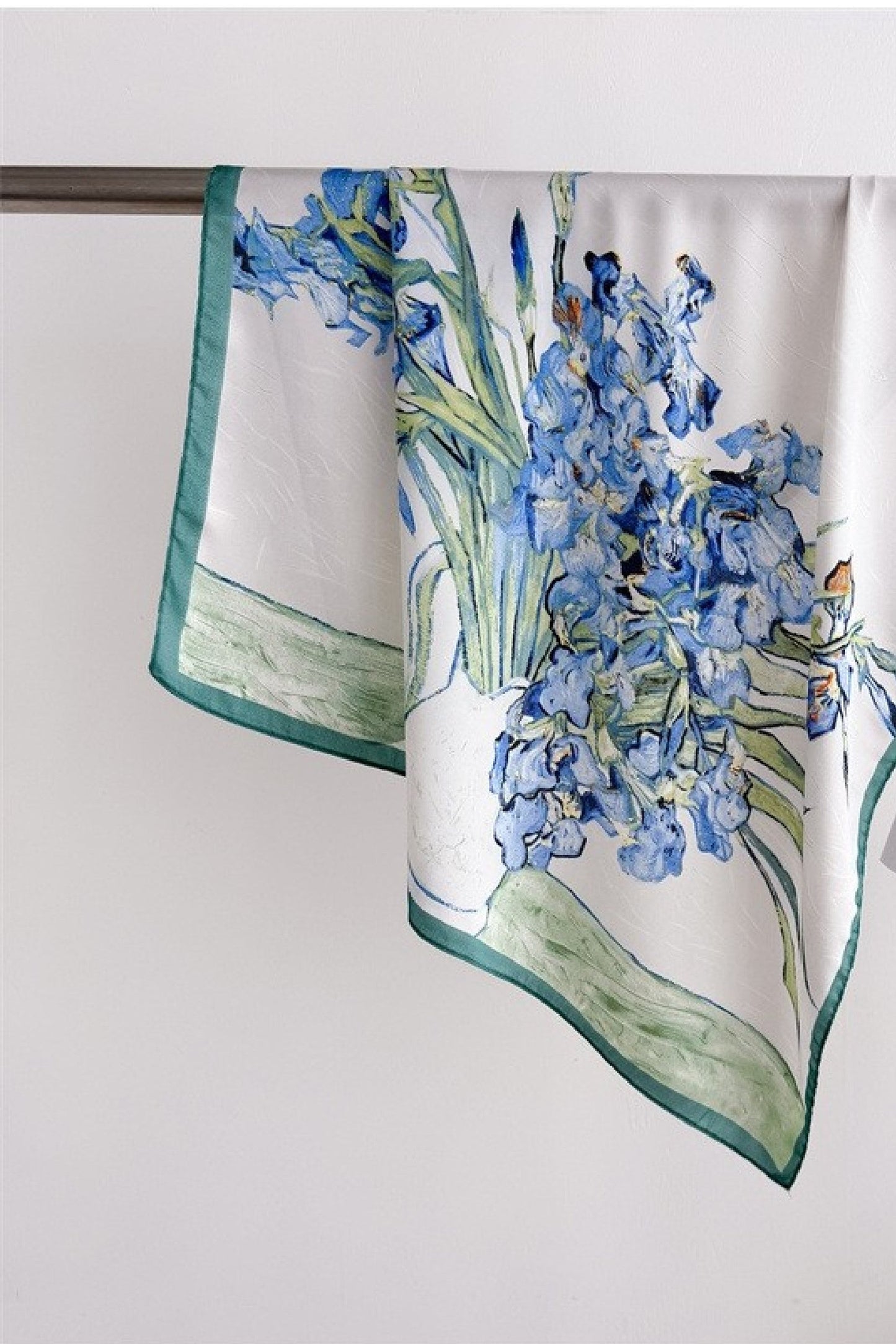 Aria Floral Print Square Trendy Scarf Blue Green
