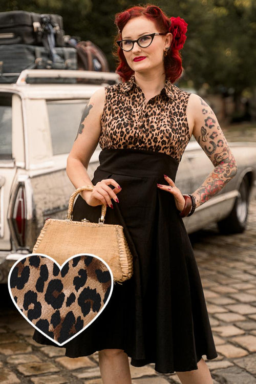 Lisa Retro Leopard Print Shirt Dress
