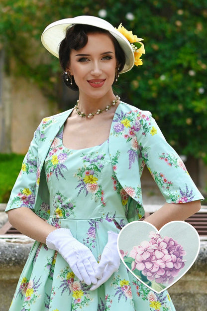 Lisette Pastel Floral Bolero Jacket in Light Green
