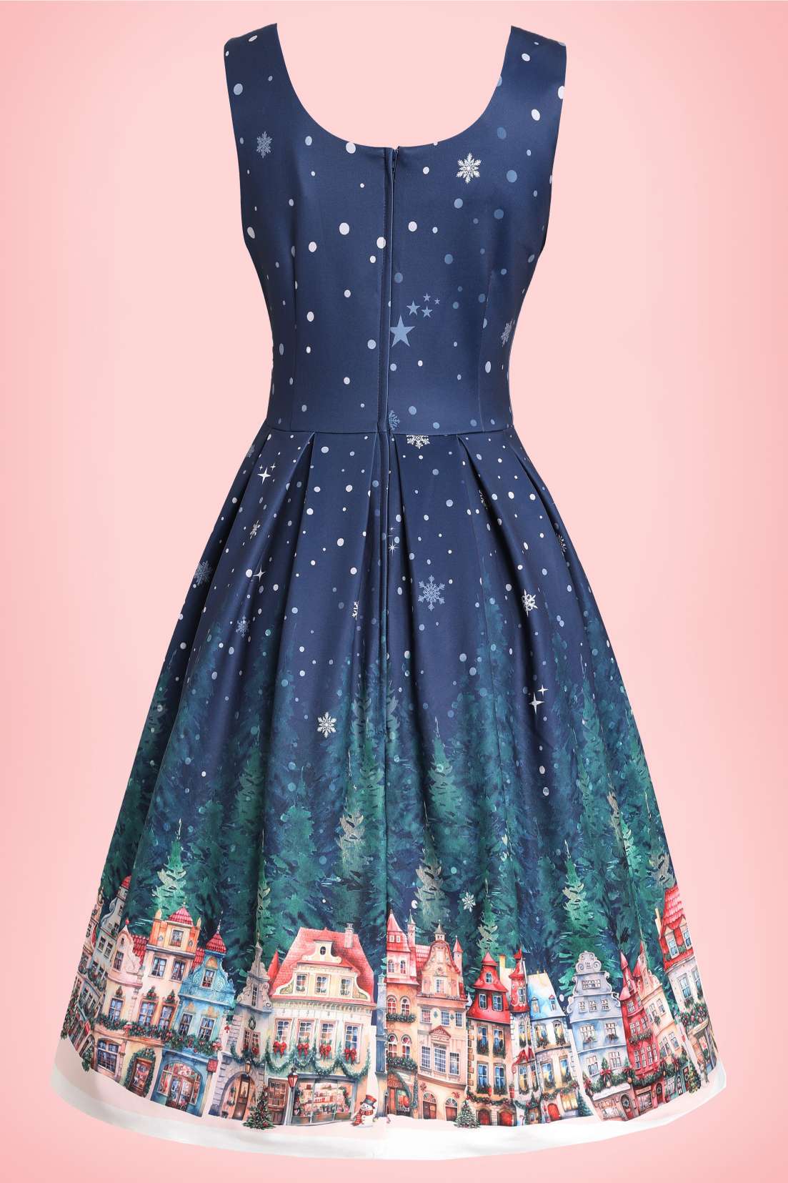 Amanda Christmas Eve Flared Dress In Blue