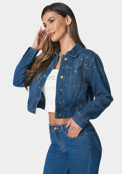 Denim Jacket With Rhinestones