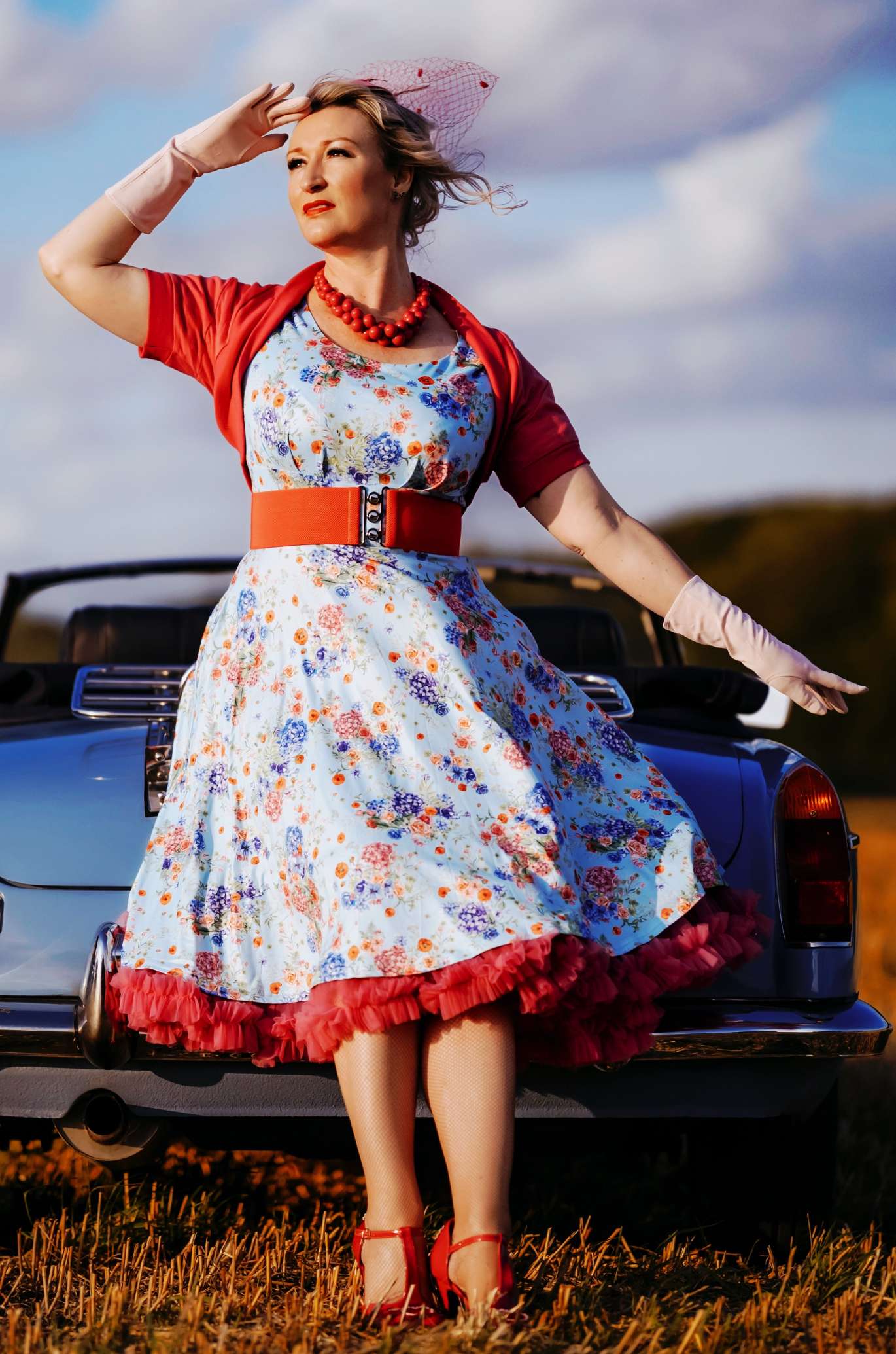 Brenda Light Blue Hydrangea Dress