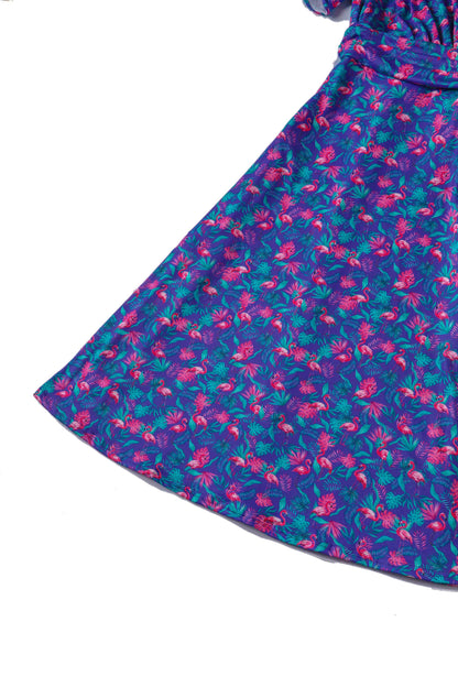 Donna Flamingo Purple Crossover Bust Dress