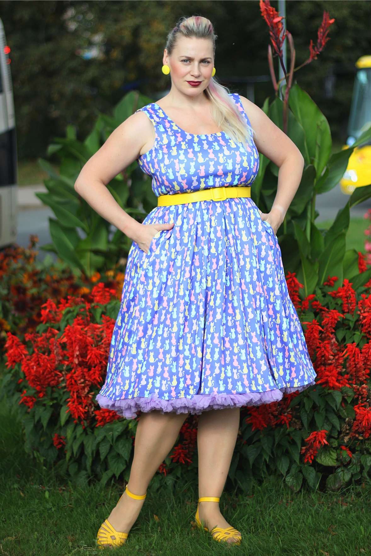 Amanda Multicoloured Cat Swing Dress