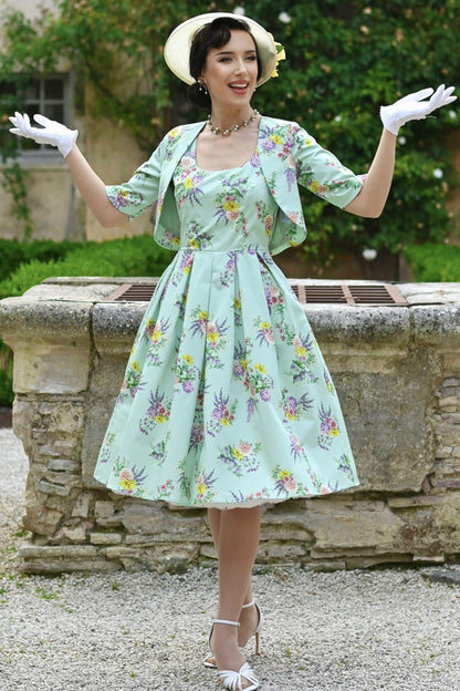 Lisette Pastel Floral Bolero Jacket in Light Green